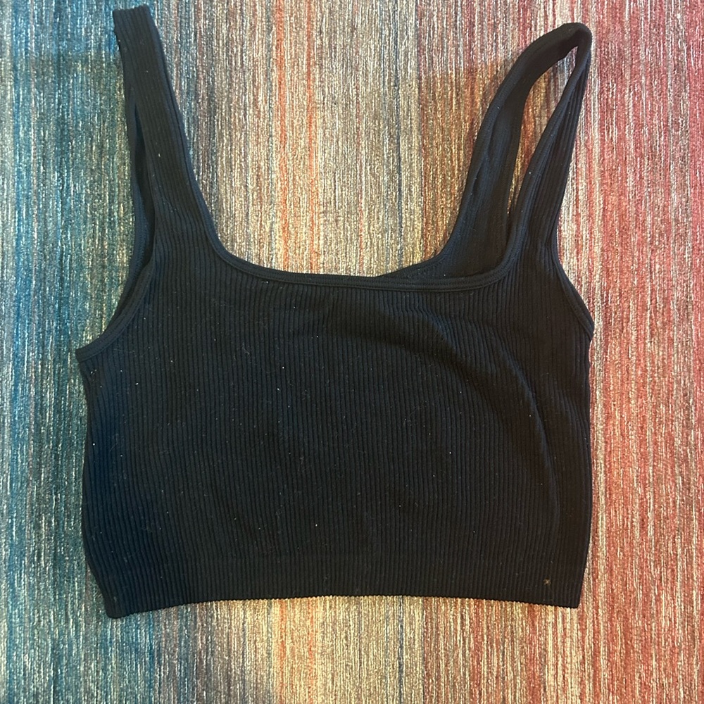 Zara Black Ribbed Tank Top L